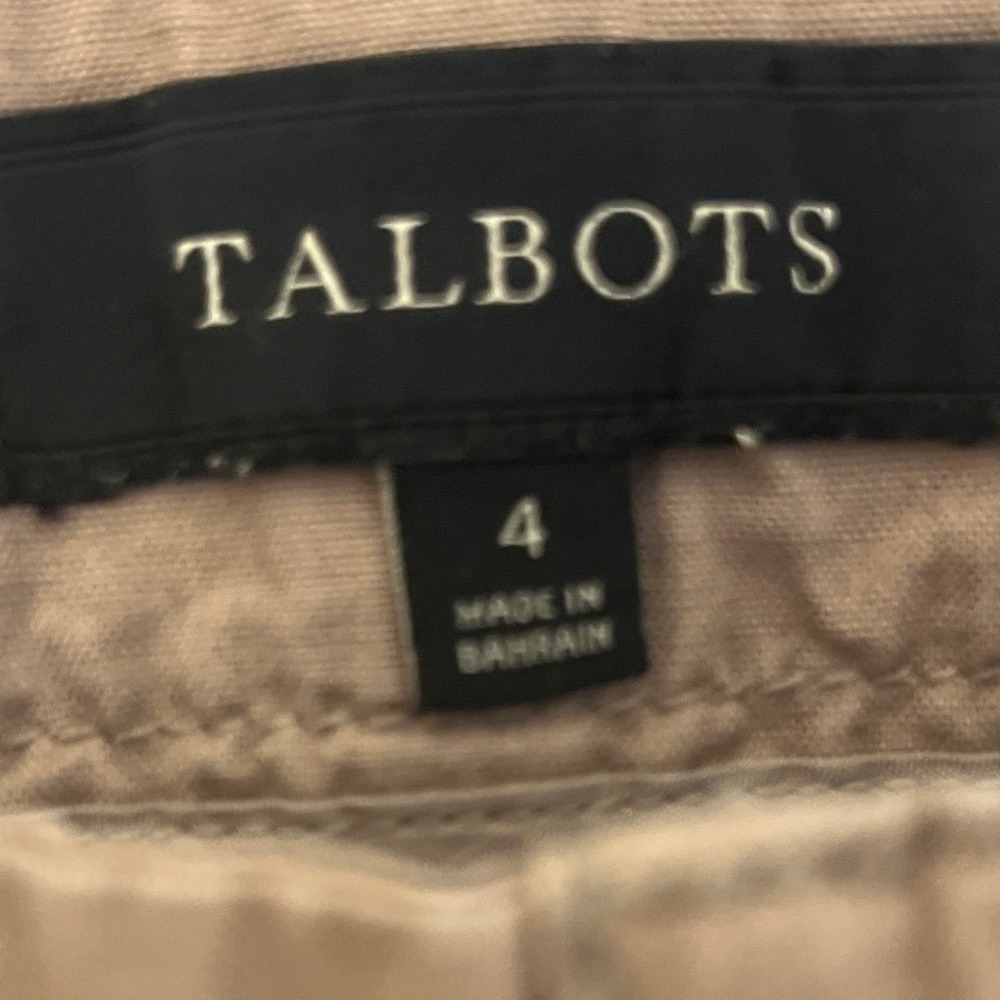 Talbots Pants Women's Size 4 Khaki Cotton Blend Cuffed Casual Trousers Comfort - Picture 3 of 12
